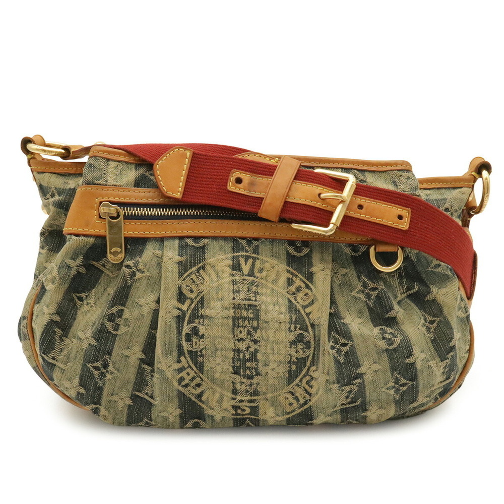 LOUIS VUITTON Louis Vuitton Monogram Denim Porte Epoque Raye MM Shoulder Bag ...